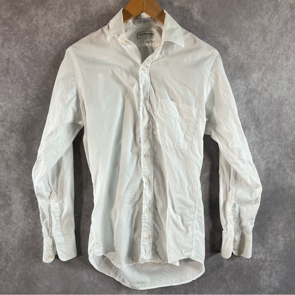 Vintage Burberry of London Mens‎ Dress Shirt Classic White Made In USA 14.5 - 33